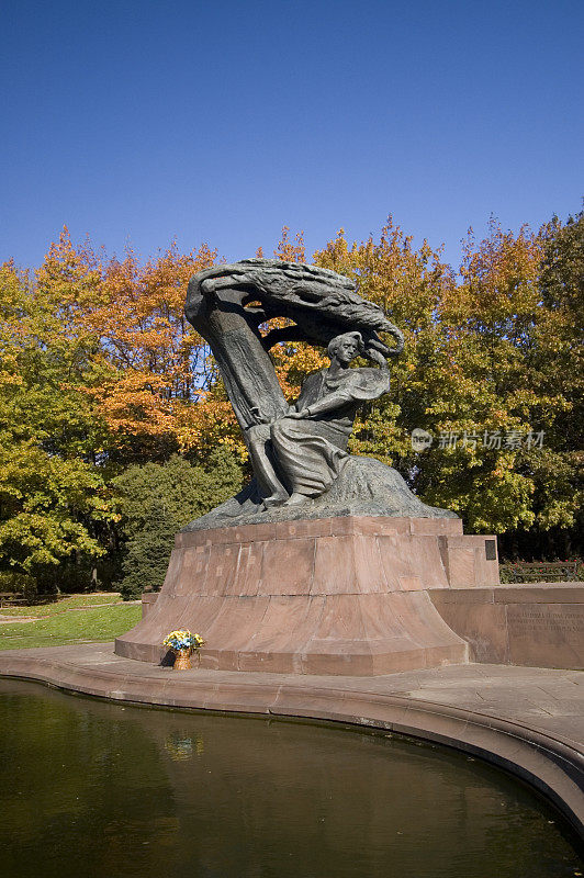 弗雷德里克·肖邦(Frederic Chopin)在华沙拉齐恩基公园(Lazienki Park)